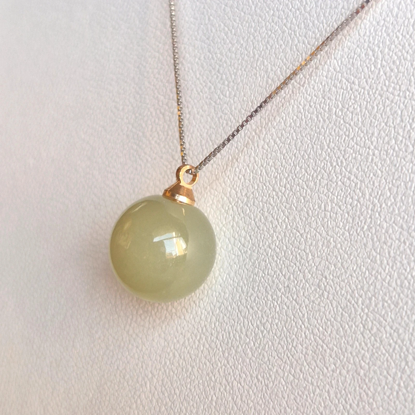 #Natuurlijk onbehandeld Nefriet jade hanger met S925 zilveren ketting – photo 3
